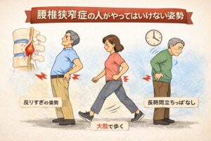 腰椎狭窄症の人がやってはいけない姿勢｜歩くと足がしびれる原因
