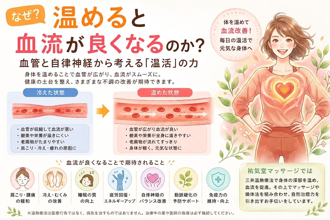 なぜ温めると血流が良くなるのか？血管と自律神経からわかりやすく解説