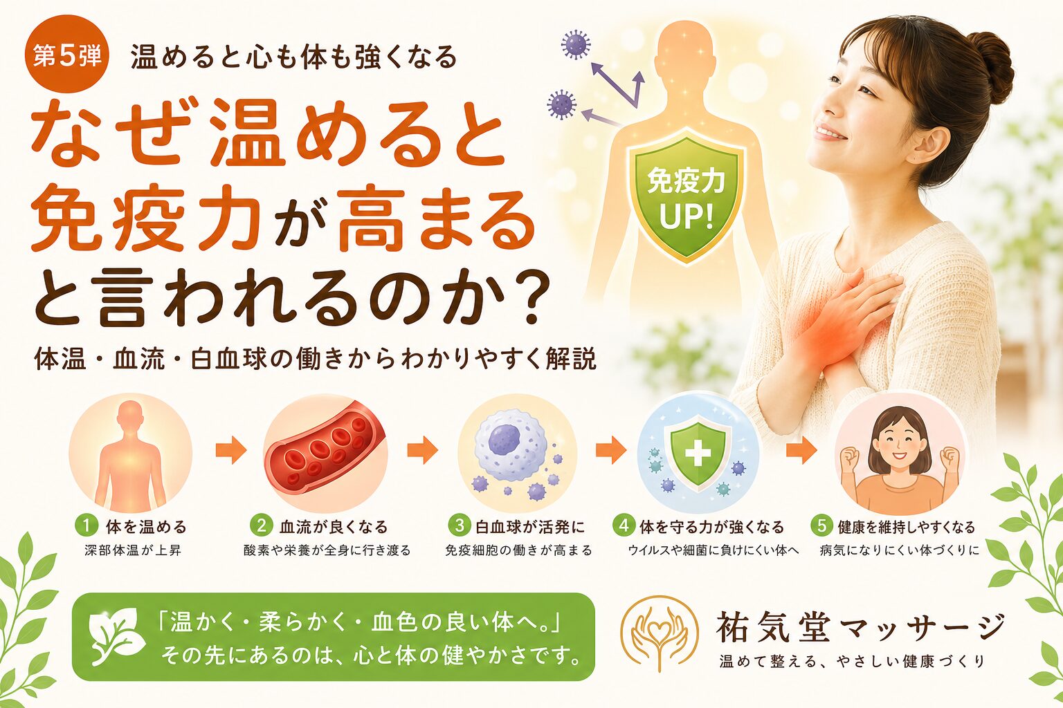 なぜ温めると免疫力が高まると言われるのか？体温・血流・白血球の働きから解説【第5弾】