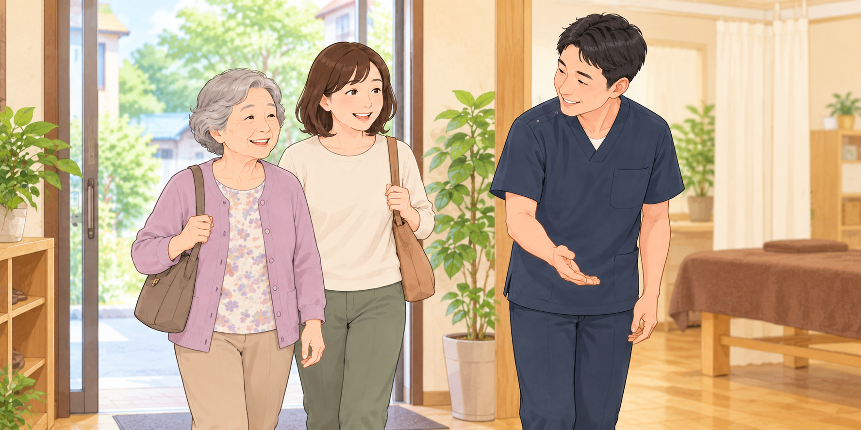 健康保険を利用したマッサージについて相談するイメージ